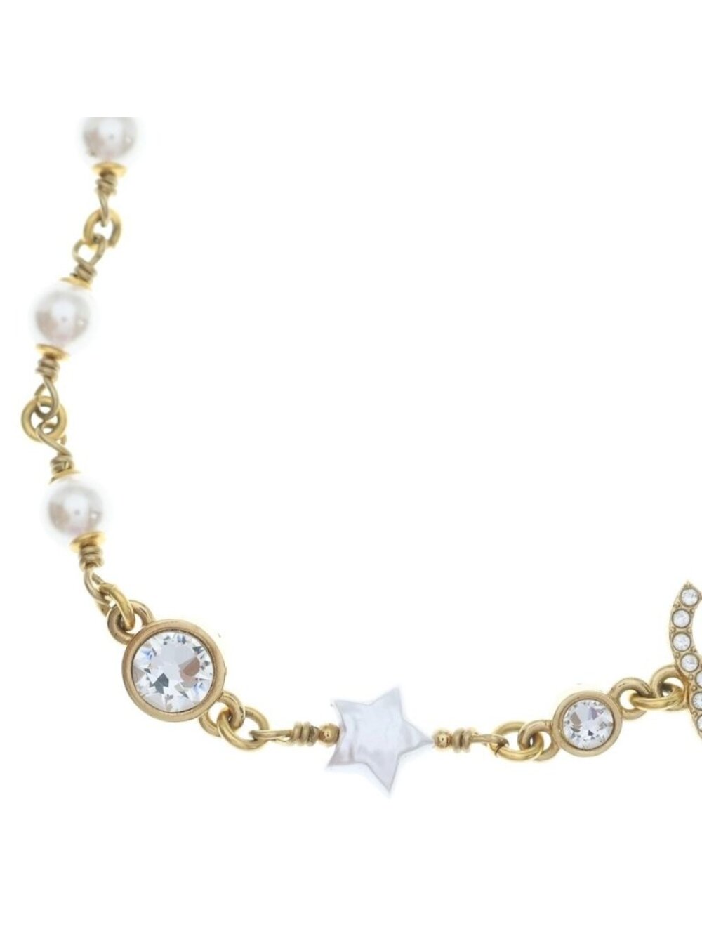 Chanel CC Logo Star Faux Pearl Chain Choker Necklace Gold